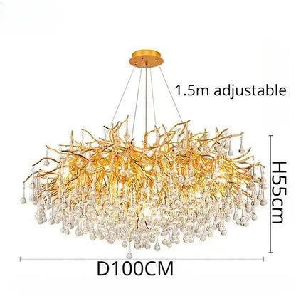 DecorBites™ Golden Chandelier Modern Luxury LED Glossy Ceiling Lamp