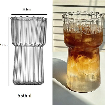 DecorBites™ Heat-Resistant Stripe Glass Cup for Home and Office Drinkware