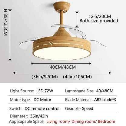 DecorBites™ DC Motor Ceiling Fan Light with Control for Bedroom, Living Room & Restaurant.