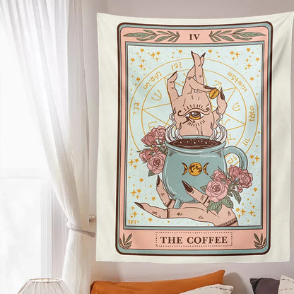 Decobites Coffee Tarot Tapestry Wall Hanging Moon Phase Room Decor