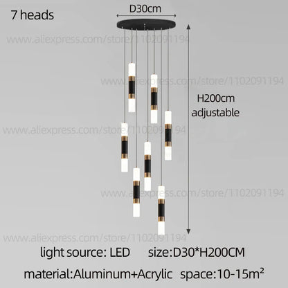 DecorBites™ LED Staircase Chandelier: Modern Duplex Home Lighting for Architectural Decoration