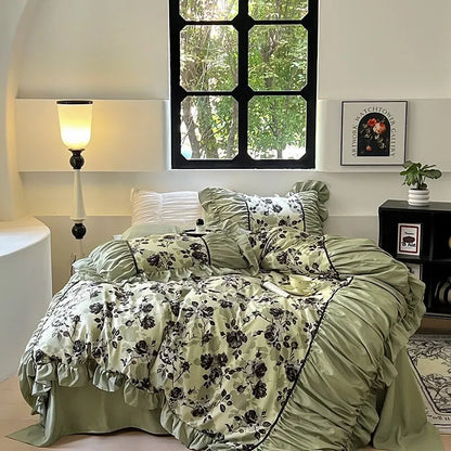 DecorBites™ Lace Printed Duvet Cover Set - Elegant, Cozy Bedding for Single & Double Beds