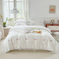 Decobites Rose Flowers White Cotton Bedding Set with Lace Ruffles