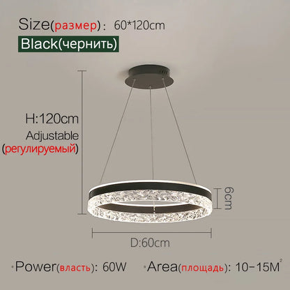 DecorBites™ Crystal Ring LED Pendant Light - Modern Home Lighting for Bedroom and Restaurant