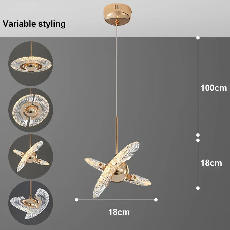 DecorBites™ Gold Acrylic LED Chandelier Pendant Light for Modern Nordic Home Decor