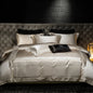 Decobites Silky Satin Brocade Jacquard Bedding Set with Egyptian Cotton for Luxury Comfort