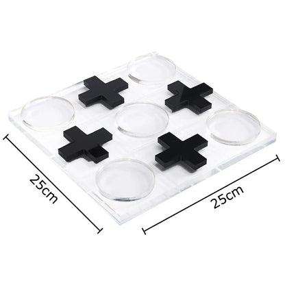 DecorBites™ Acrylic Tic-Tac-Toe Chessboard Set: Geometric Artwork Ornaments & Chess Pieces