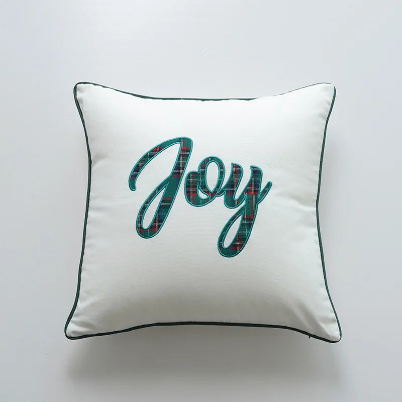 DecorBites™ Christmas Cartoon Letter Embroidered Pillow Cover Festive Sofa Cushion