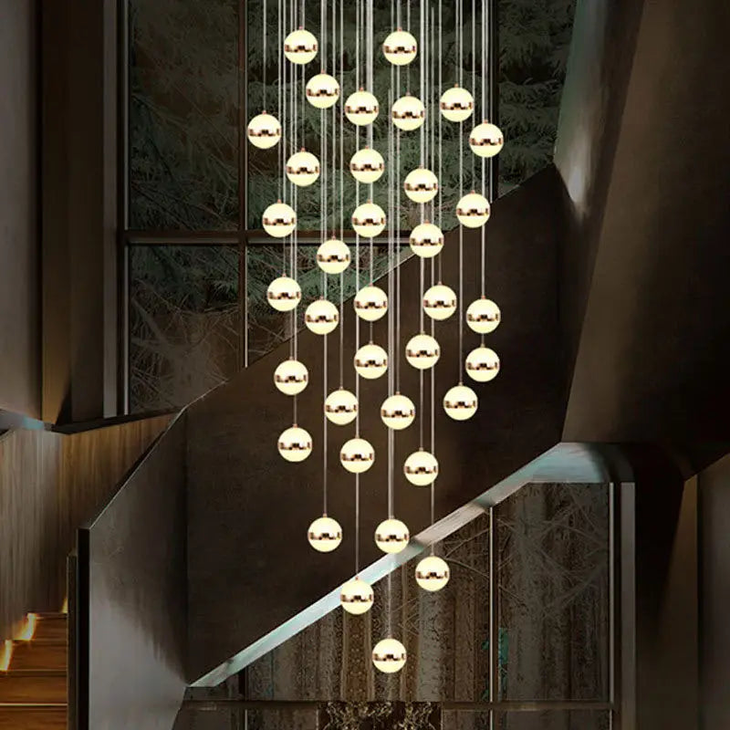 DecorBites™ Gold Acrylic Chandelier - Modern Staircase LED Lighting