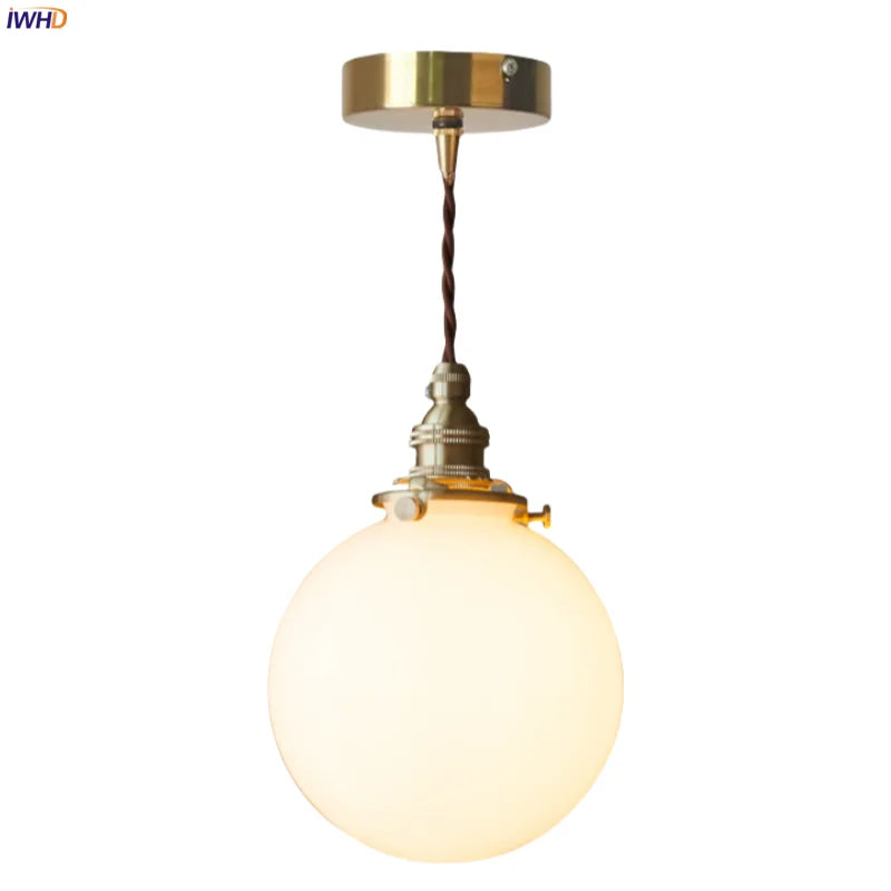 Decorbites™ Cremeglas-Kugel-LED-Hängeleuchte für Küche und Wohnzimmer im nordischen Vintage-Stil aus Kupfer