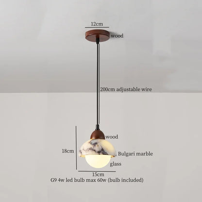 DecorBites™ Iron Marble LED Pendant Light Fixture Modern Hanging Lamp Interior Decor