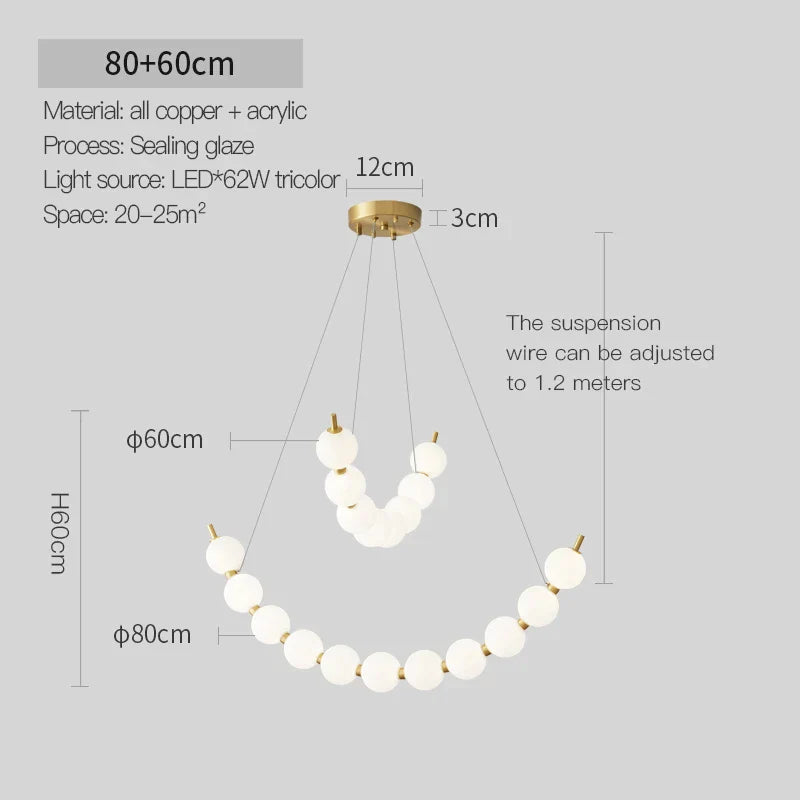 DecorBites™ Brass Full Copper Modern Chandelier Light Fixture for Stylish Living Spaces