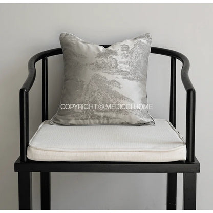 Funda de cojín DecorBites™ con jacquard geométrico de cuatro hojas dorado - Decoración de lujo para el hogar