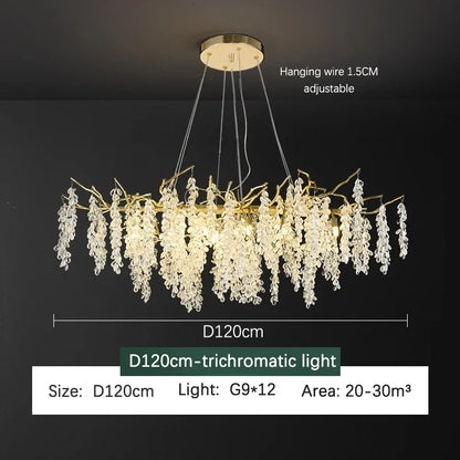 DecorBites™ Golden Branch Crystal Chandelier for Luxurious European Living Room