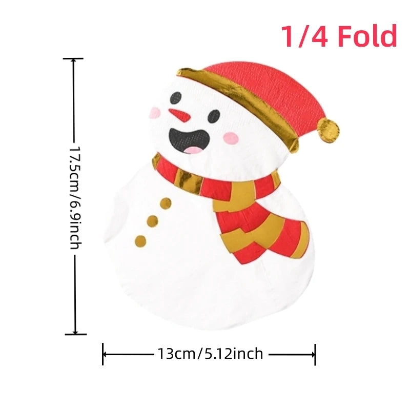 20Pcs/Bag Cartoon Die Cut Santa Claus Stocking Tree Decoupage Paper Napkins Paper Serviettes for Christmas Party Tableware Decor