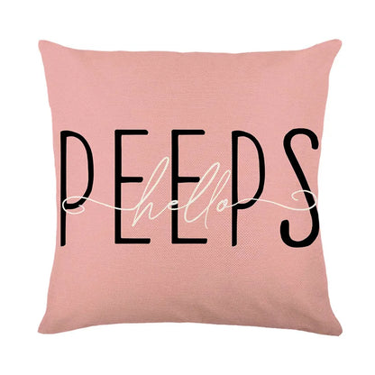 DecorBites™ Easter Bunny Rabbit Linen Cushion Cover 45x45cm - Flower Print Festival Pillowcase