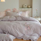 Decobites Brushed Volcanic Fleece Cotton Duvet Cover Set with Embroidered Details