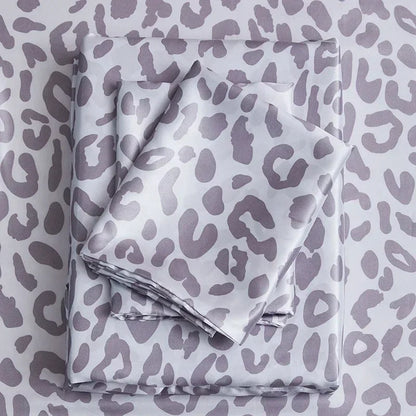 Decobites Satin Leopard Print Sheet Set - Queen/King Sizes