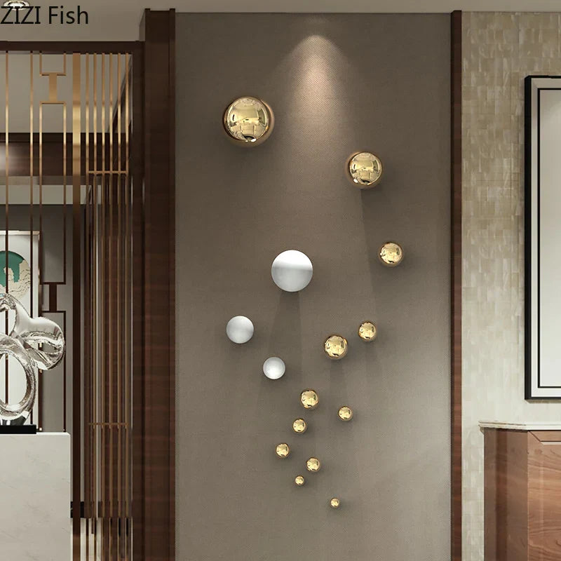 DecorBites™ Gold Ball Wall Hanging Ornaments Spherical Crafts Room Decor Display Pendants