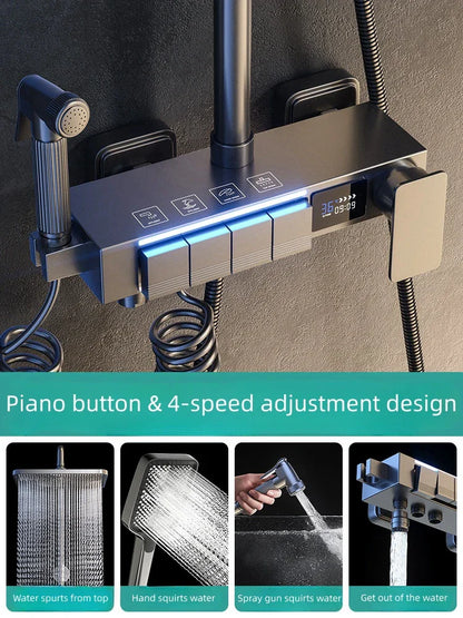 DecorBites™ Electric Sunflower Rainfall Showers System: Modern Hygienic Thermostat Set for Smart Bathrooms