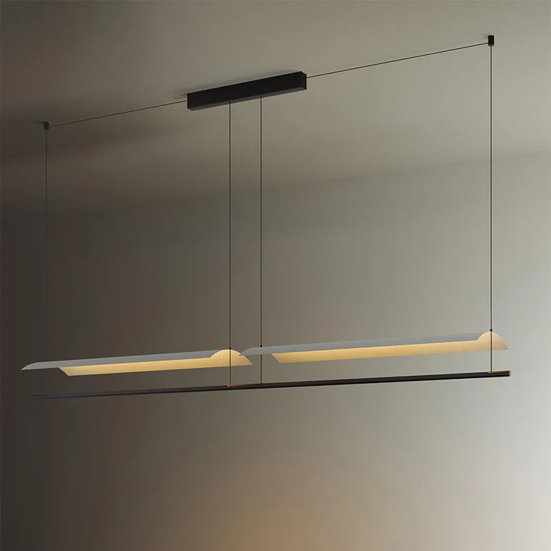 Wabi-Sabi Black Metal Acrylic Strip Pendant Light
