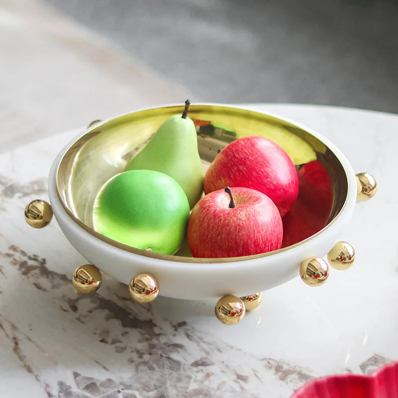 وعاء فاكهة دائري على شكل كرة هندسية من DecorBites™، وعاء تخزين للديكور المنزلي