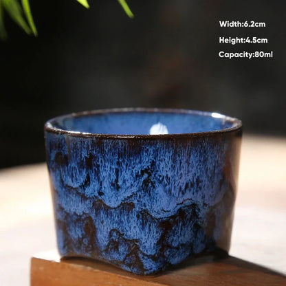 DecorBites™ Japanese Kiln Transformation Ceramic Tea Cup Espresso Coffee Mug Pottery Kung Fu Teacup