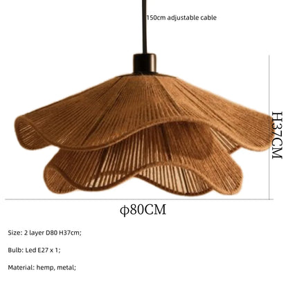 DecorBites™ Japanese Hemp Knit Pendant Light E27 LED Lamp - Nordic Wabi Sabi Style