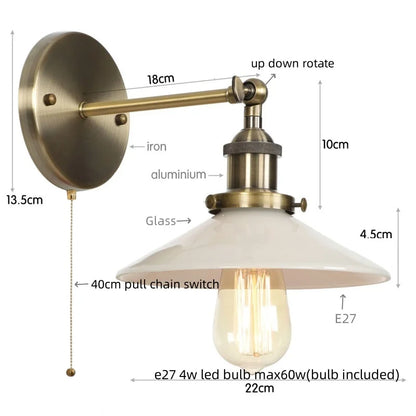 DecorBites™ LED Wall Lights: Industrial Style Bedside Lamp for Kitchen, Reading, Cafe - White Class