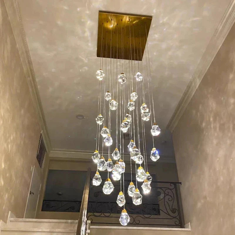 DecorBites™ Diamond Crystal Ball Chandelier LED Hanging Lamp Gold Fixture