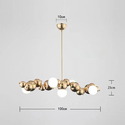 DecorBites™ Caterpillar Metal Ball Chandelier: Modern Creative Long Bar Pendant Light for Kitchen Dining Room