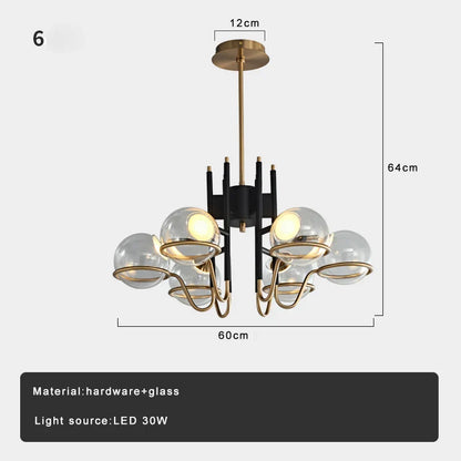 DecorBites™ Clear Glass Ball Ceiling Pendant Lights Luxury Nordic Pendant Lamp Black Gold Dimmable