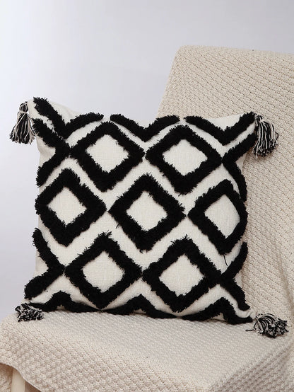 DecorBites™ Fundas de almohada bordadas en chenilla geométrica, estilo boho marroquí