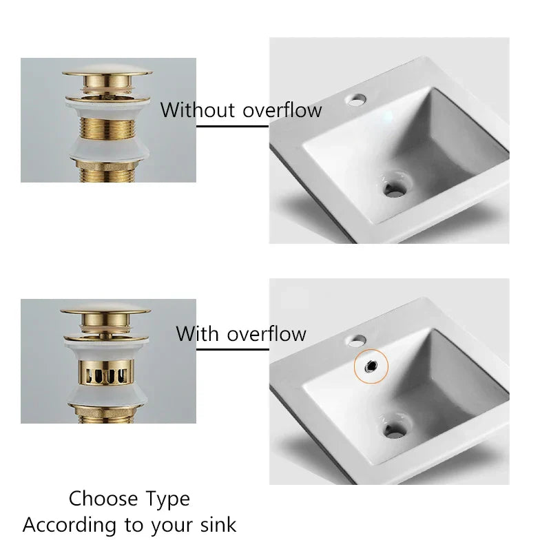 DecorBites™ Black Gold Pop Up Drain for Sink - Faucet Accessory Kit