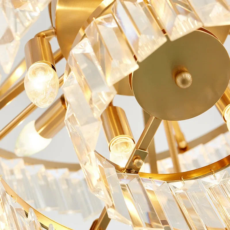 DecorBites™ Golden Crystal Chandelier Pendant Light for Luxurious Living Room, Dining Room, Bedroom