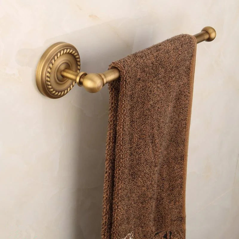 DecorBites™ Brass Wall-Mounted Round Towel Ring: Solid Antique Brass Bathroom Towel Holder