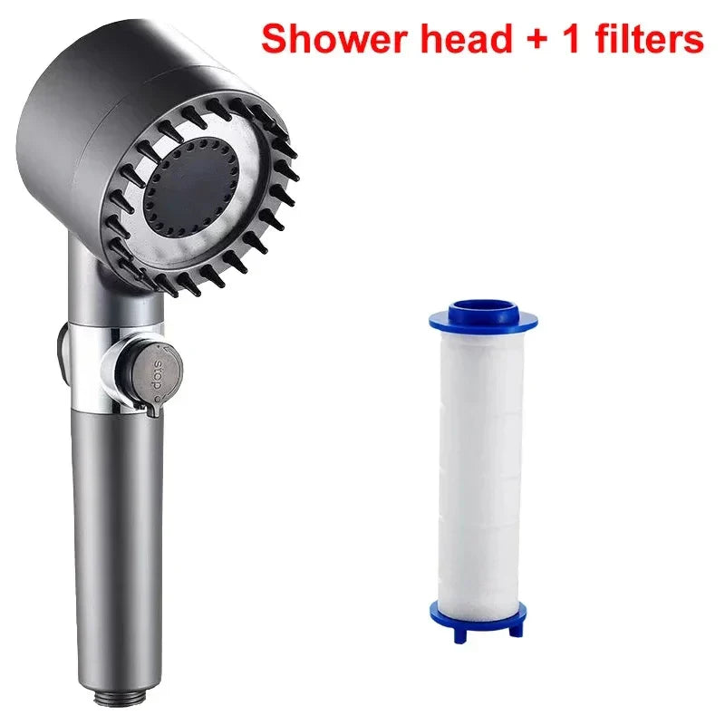 DecorBites™ High Pressure Showerhead with Filter, 4 Modes Massage, Water Saving
