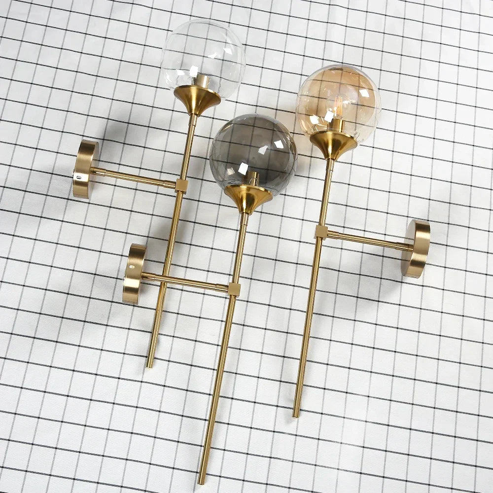 Lámpara de pared de vidrio dorado Decorbites™ con luz LED para cocina, baño, espejo e iluminación interior