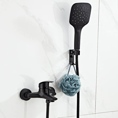 DecorBites™ Black Brass Single Handle Shower Faucet Set with Hand Shower Head