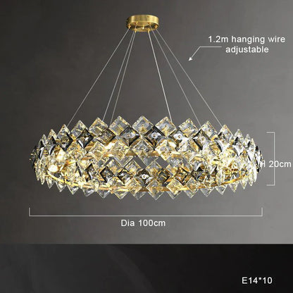 DecorBites™ Crystal Round Chandelier: Modern Dining Room Lighting Fixture, Nordic Style Decoration