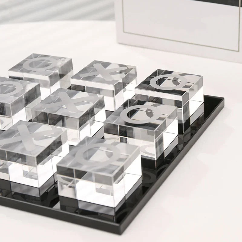 ديكوربايتس™ طقم شطرنج كريستالي هندسي، تماثيل زجاجية، ديكور منزلي، إكسسوار