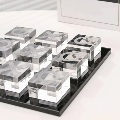 ديكوربايتس™ طقم شطرنج كريستالي هندسي، تماثيل زجاجية، ديكور منزلي، إكسسوار