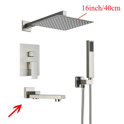 Sistema de ducha mural DecorBites™ negro con teleducha - Grifo de agua de lluvia de 12/16 pulgadas