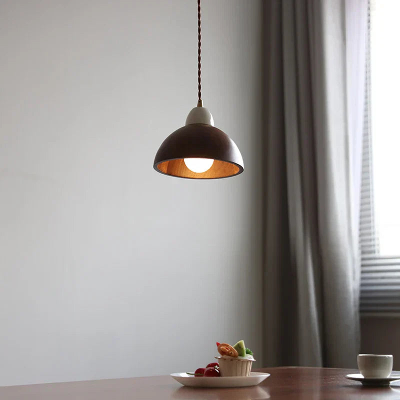 DecorBites™ Ceramic Walnut Pendant Light with LED, Adjustable Hanging Lamp