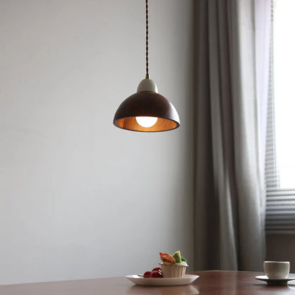 DecorBites™ Ceramic Walnut Pendant Light with LED, Adjustable Hanging Lamp