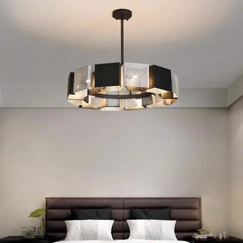 DecorBites™ Black Metal Loft LED Chandelier: Modern Indoor Pendant Lamp Fixture Home Lighting