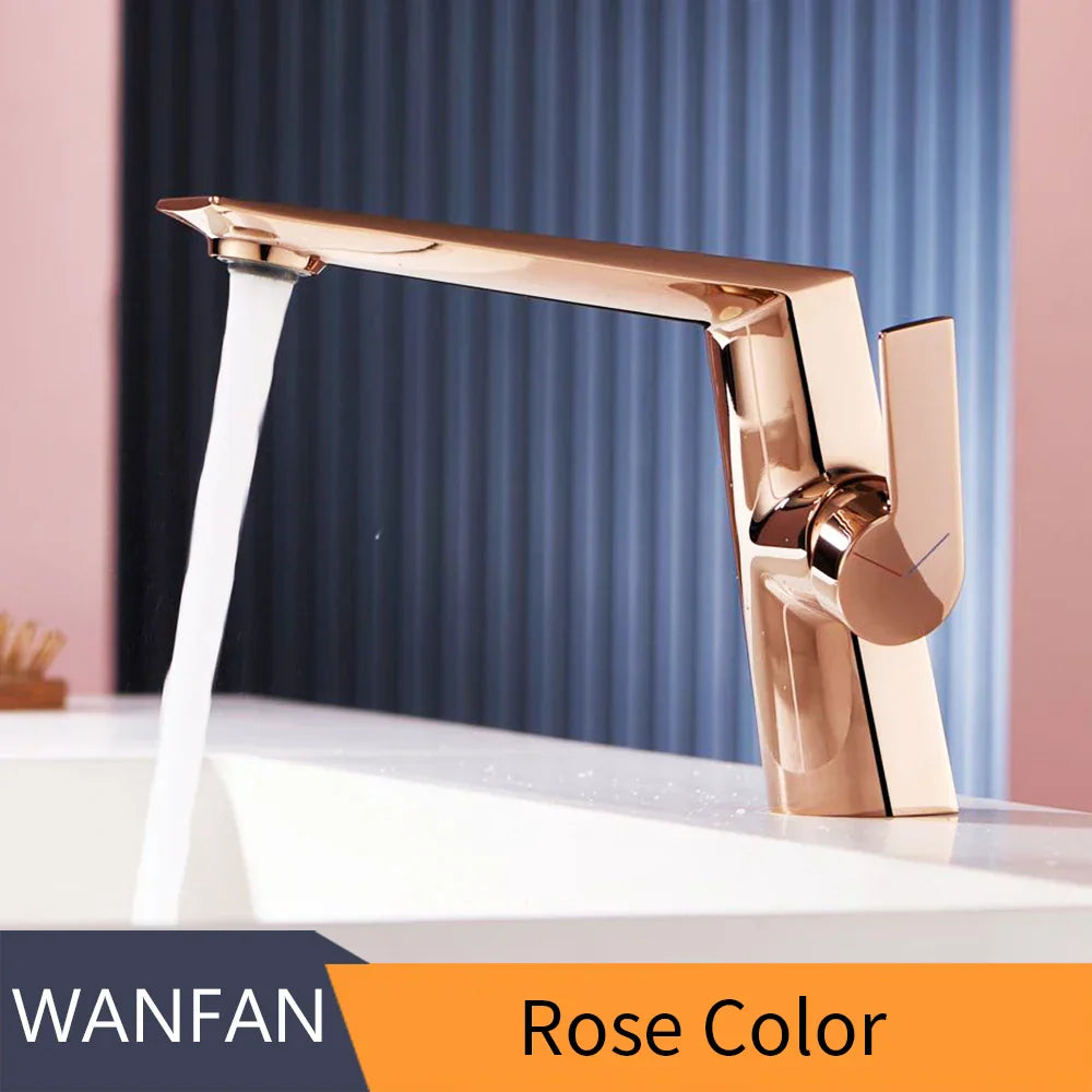 Grifo de Lavabo de un Solo Mango de la Cuenca de Oro Decorbites™ en Oro Cepillado