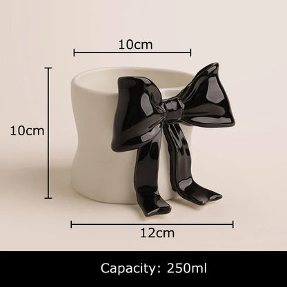 DecorBites™ Bowknot Porcelain Coffee Cup | Exquisite Tea Mug for Dining Table
