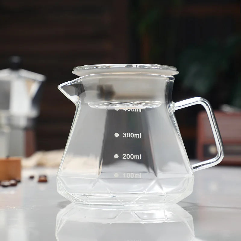 Decorbites™ Glas-Kaffeekanne Oktaedrischer Topf für Tee/Kaffee, 400/600 ml Wiederverwendbares Kaffeegeschirr