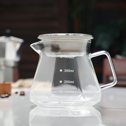 Decorbites™ Glas-Kaffeekanne Oktaedrischer Topf für Tee/Kaffee, 400/600 ml Wiederverwendbares Kaffeegeschirr